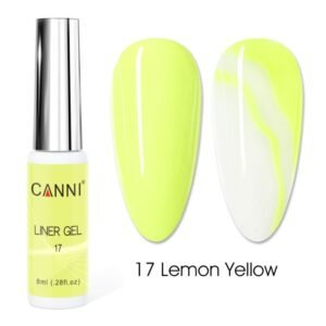 לק ג'ל מכחול דק | 8 מ"ל | מס' 17 צהוב נאון | LINER GEL | קאני CANNI