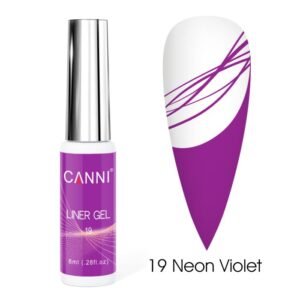לק ג'ל מכחול דק | 8 מ"ל | מס' 19 סגול נאון | LINER GEL | קאני CANNI