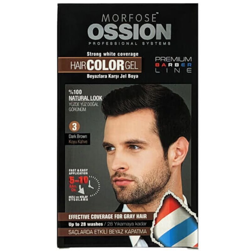 צבע לשיער לגבר ב-10 דקות Morfose Ossion Hair Color Gel 200 ml - חום כהה