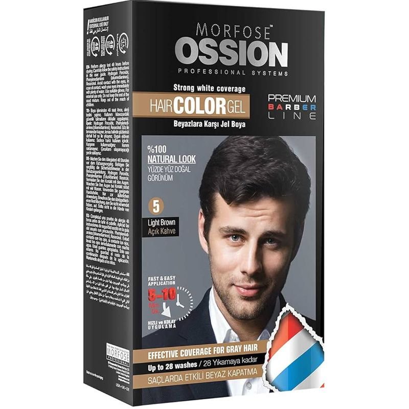 צבע לשיער לגבר ב-10 דקות Morfose Ossion Hair Color Gel 200 ml - חום בהיר