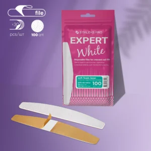 a3c2c9db-8e1c-458b-a3be-7c7af1f1f890.webp פצירות חד-פעמיות חצי ירח עם שכבת ספוג רכה EXPERT 40 גריט 100 (30 יח')